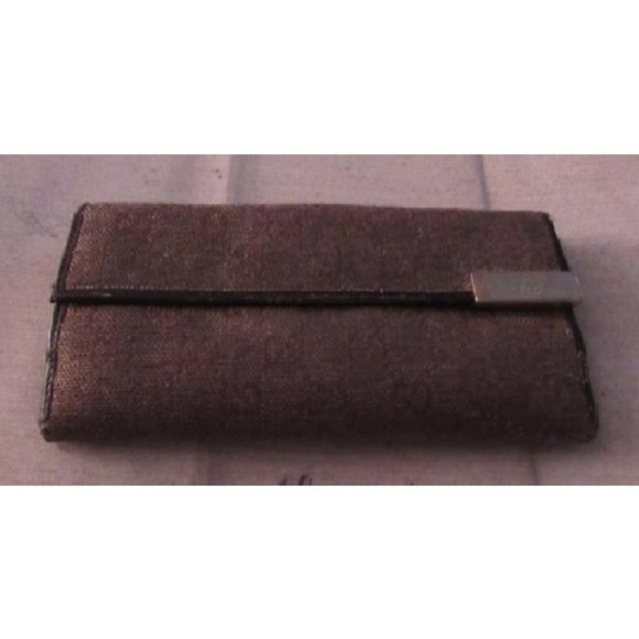Gucci Brown Large G Logo Print Canvas And Brown Leather Vintage Wallet - Picture 12 of 12